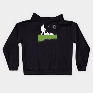 Bigfoot, the Lawn Mowing Sasquatch: Taming and Cutting Grass Kids Hoodie